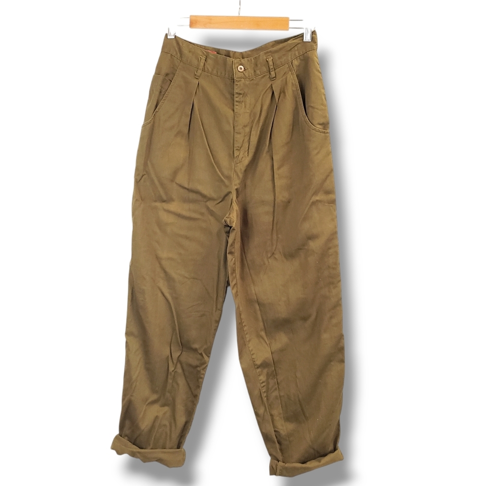 Vintage 90s Geoffrey Hunter Sport Olive Green High-rise Baggy Pants Size 12